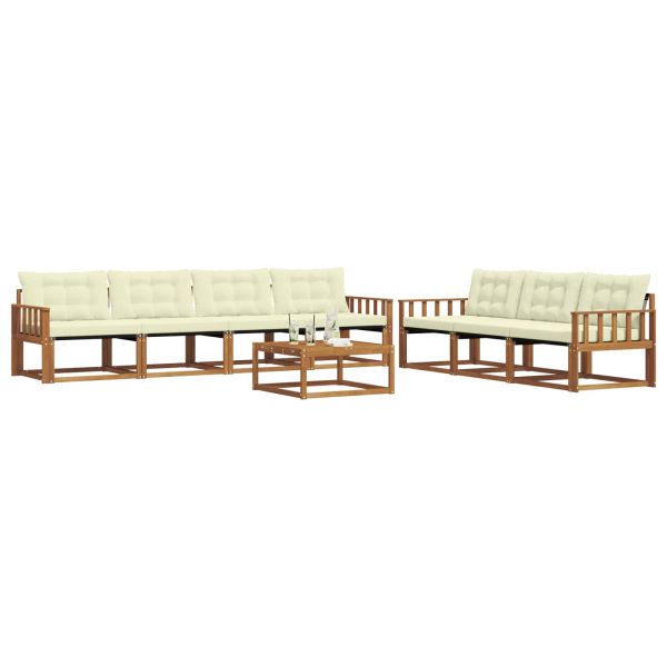 Комплект дивани за открито 8 pcs Натурален и Крема