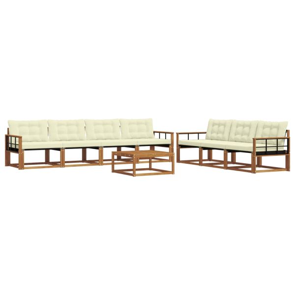 Комплект дивани за открито 8 pcs Натурален и Крема