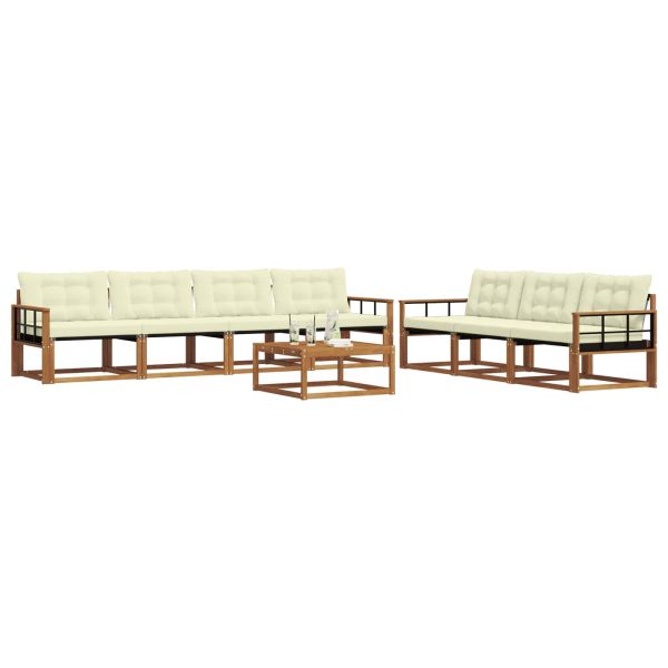 Комплект дивани за открито 8 pcs Натурален и Крема