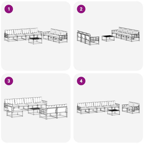 Комплект дивани за открито 8 pcs Натурален и Крема
