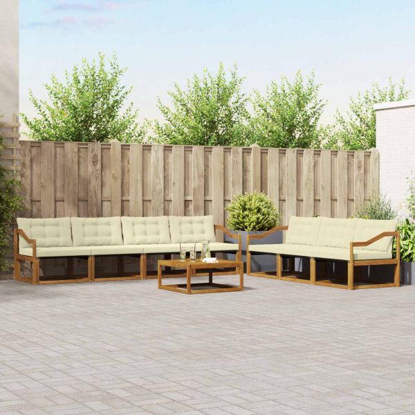 Комплект дивани за открито 8 pcs Натурален и Крема
