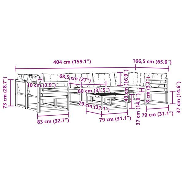 Комплект дивани за открито 8 pcs Естествено и черно