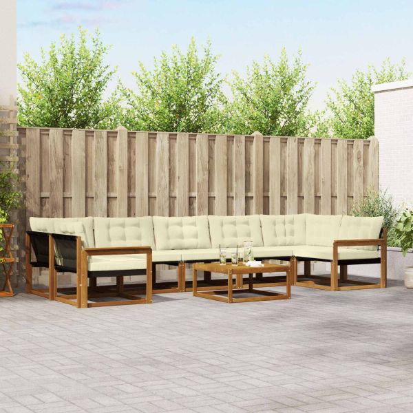 Комплект дивани за открито 8 pcs Натурален и Крема