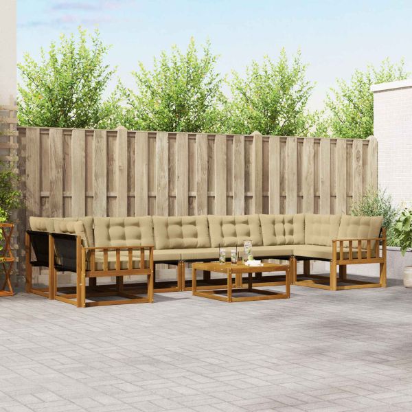 Комплект дивани за открито 8 pcs Натурален и Бежов