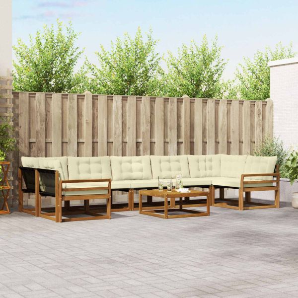Комплект дивани за открито 8 pcs Натурален и Крема
