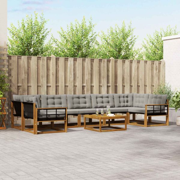 Комплект дивани за открито 8 pcs Естествено и светло сиво