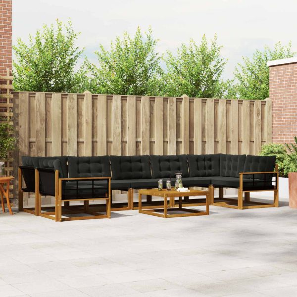 Комплект дивани за открито 8 pcs Естествено и черно