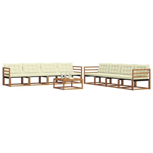 Комплект дивани за открито 9 pcs Натурален и Крема