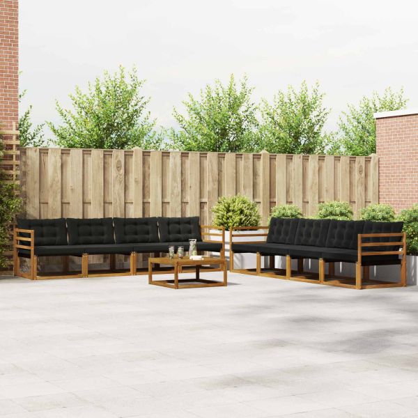 Комплект дивани за открито 9 pcs Естествено и черно