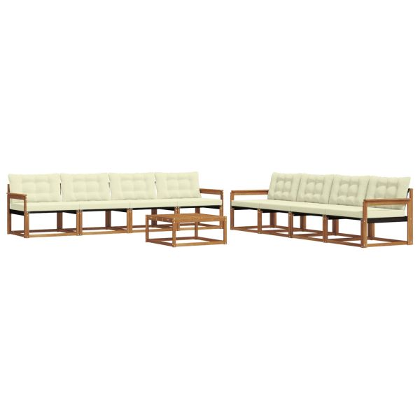 Комплект дивани за открито 9 pcs Натурален и Крема