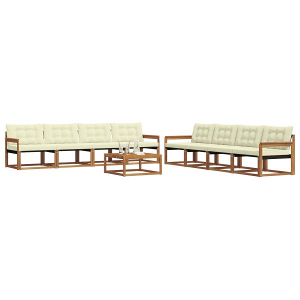 Комплект дивани за открито 9 pcs Натурален и Крема
