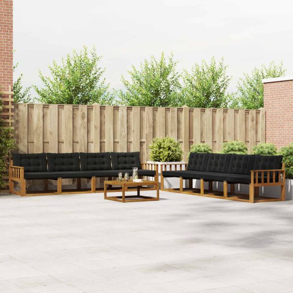 Комплект дивани за открито 9 pcs Естествено и черно