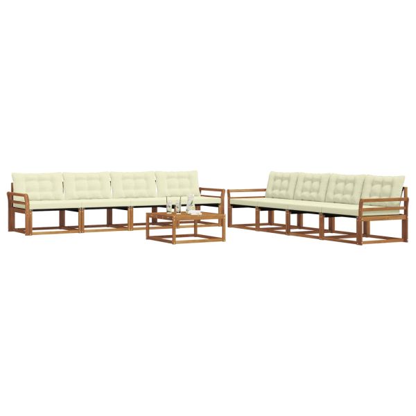 Комплект дивани за открито 9 pcs Натурален и Крема