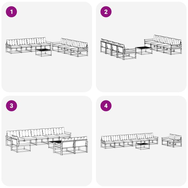 Комплект дивани за открито 9 pcs Естествено и светло сиво