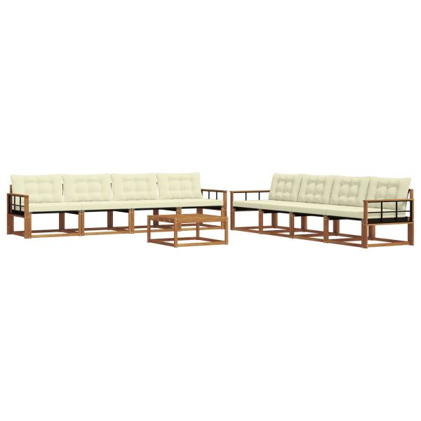 Комплект дивани за открито 9 pcs Натурален и Крема