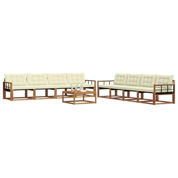 Комплект дивани за открито 9 pcs Натурален и Крема
