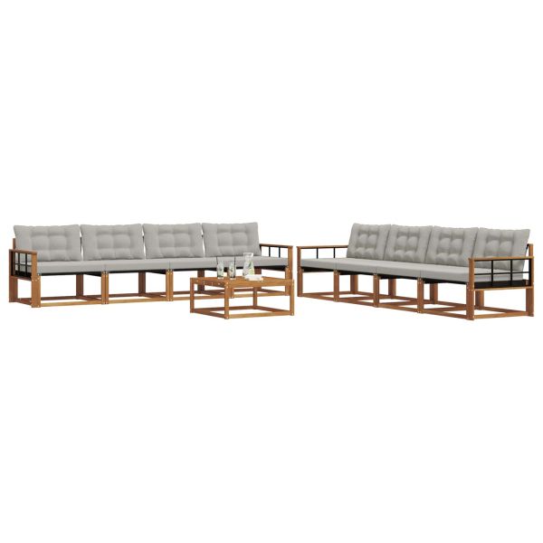 Комплект дивани за открито 9 pcs Естествено и светло сиво