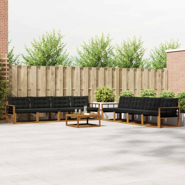 Комплект дивани за открито 9 pcs Естествено и черно