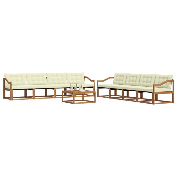 Комплект дивани за открито 9 pcs Натурален и Крема