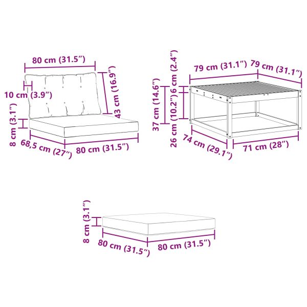 Комплект дивани за открито 4 pcs Натурален и Крема