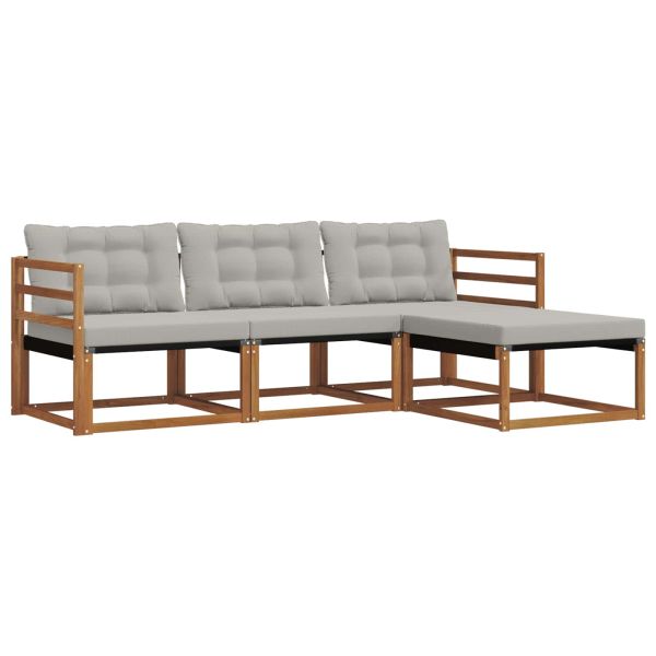 Комплект дивани за открито 4 pcs Естествено и светло сиво