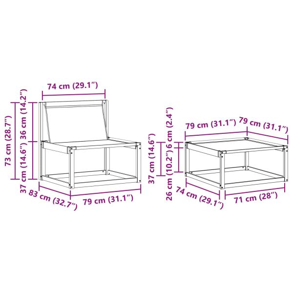 Комплект дивани за открито 4 pcs Натурален и Бежов
