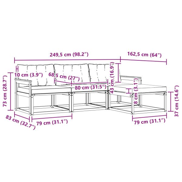 Комплект дивани за открито 4 pcs Натурален и Крема