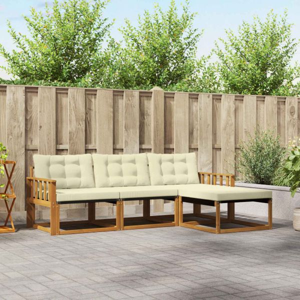 Комплект дивани за открито 4 pcs Натурален и Крема