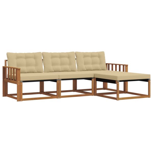 Комплект дивани за открито 4 pcs Натурален и Бежов
