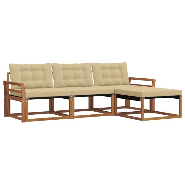 Комплект дивани за открито 4 pcs Натурален и Бежов