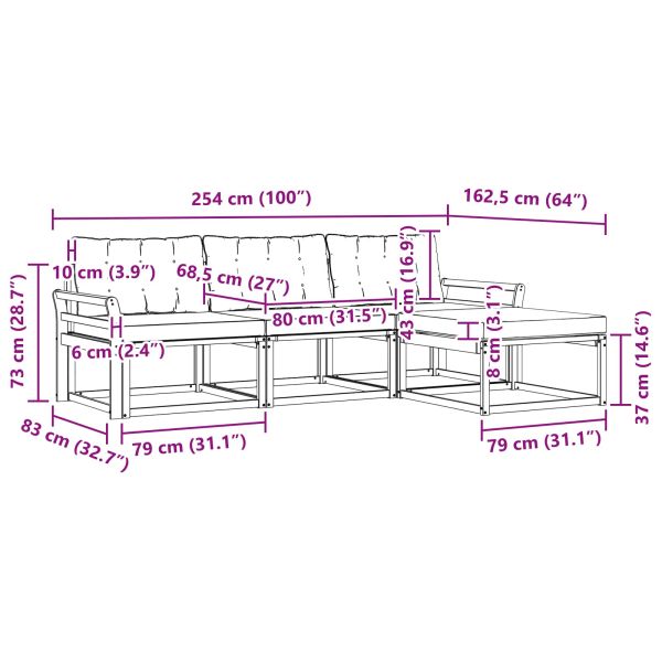 Комплект дивани за открито 4 pcs Натурален и Бежов