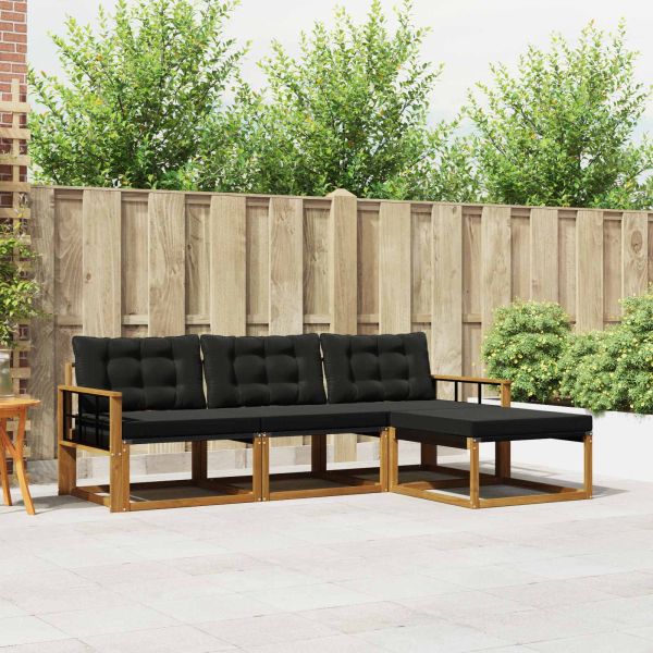 Комплект дивани за открито 4 pcs Естествено и черно