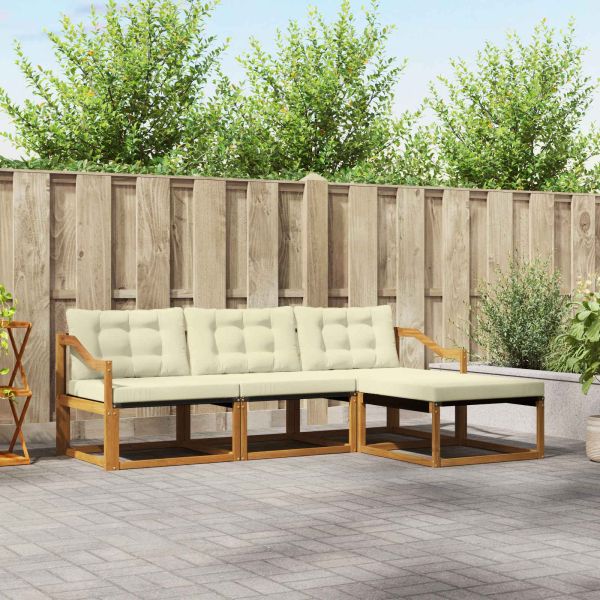 Комплект дивани за открито 4 pcs Натурален и Крема