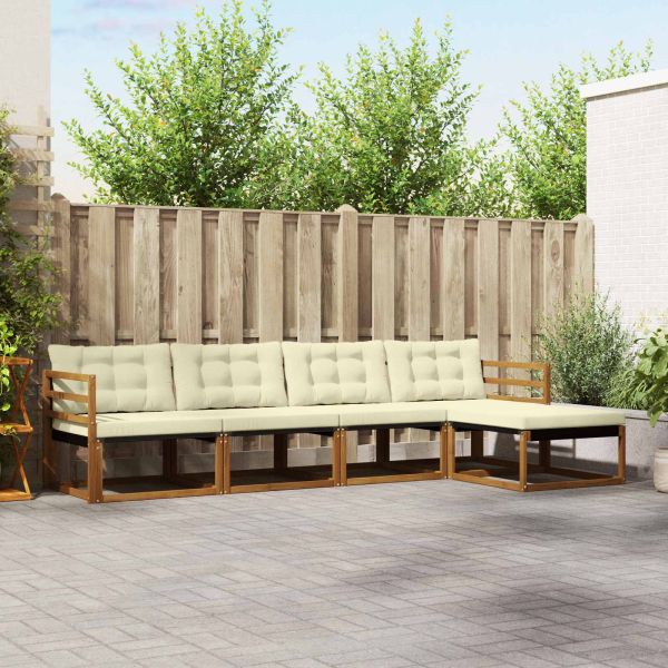 Комплект дивани за открито 5 pcs Натурален и Крема