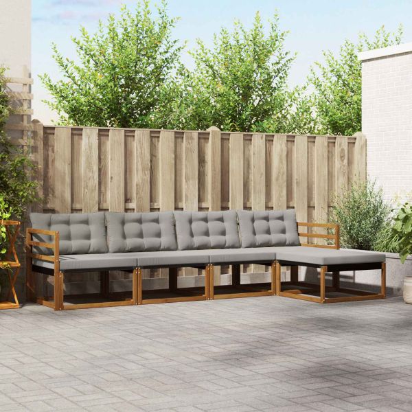 Комплект дивани за открито 5 pcs Естествено и светло сиво