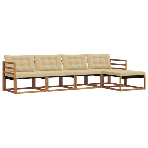 Комплект дивани за открито 5 pcs Натурален и Бежов