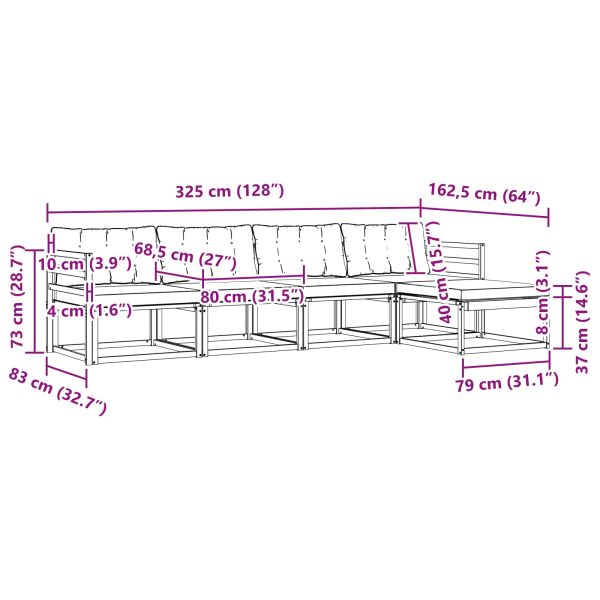 Комплект дивани за открито 5 pcs Натурален и Бежов