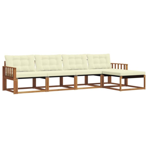 Комплект дивани за открито 5 pcs Натурален и Крема