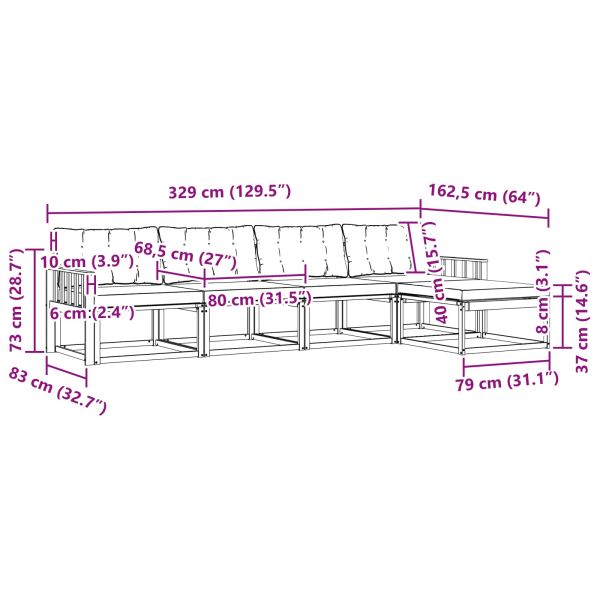 Комплект дивани за открито 5 pcs Натурален и Крема