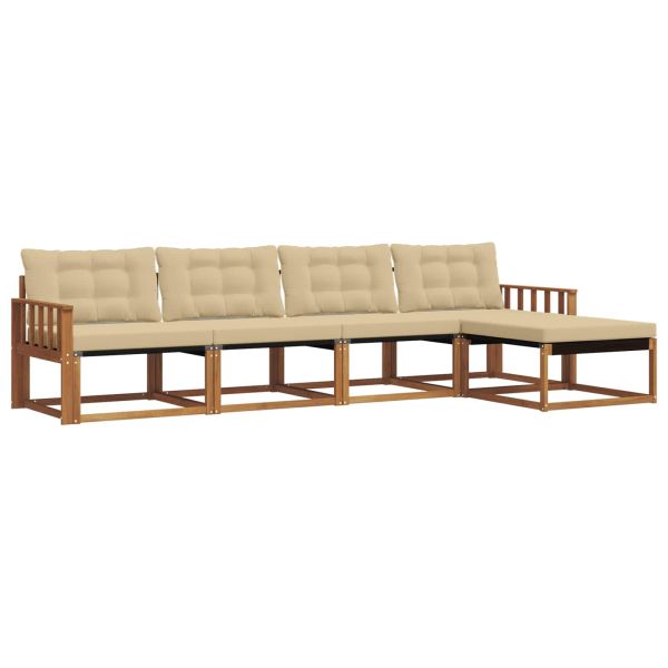 Комплект дивани за открито 5 pcs Натурален и Бежов