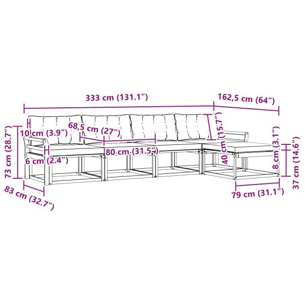 Комплект дивани за открито 5 pcs Натурален и Крема