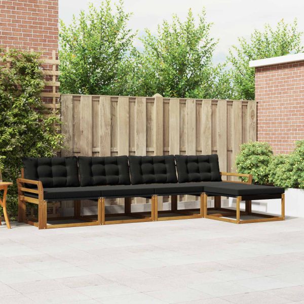 Комплект дивани за открито 5 pcs Естествено и черно
