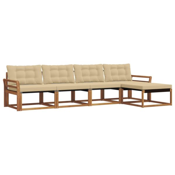 Комплект дивани за открито 5 pcs Натурален и Бежов