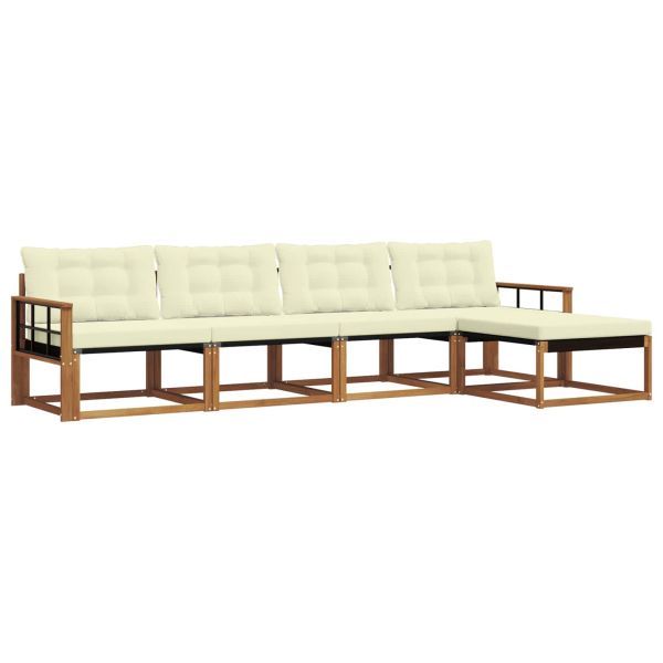 Комплект дивани за открито 5 pcs Натурален и Крема
