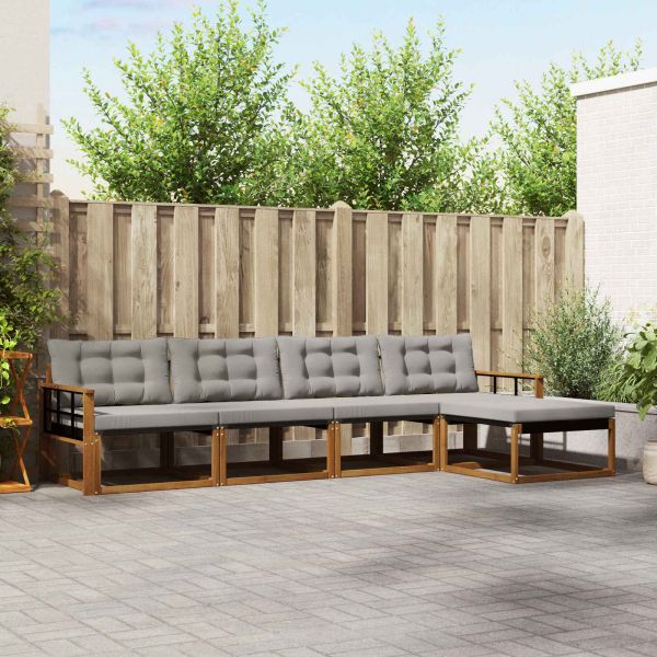 Комплект дивани за открито 5 pcs Естествено и светло сиво