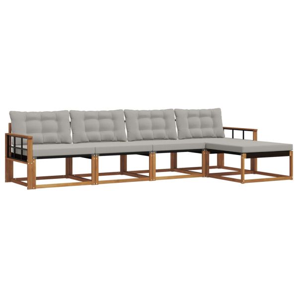 Комплект дивани за открито 5 pcs Естествено и светло сиво