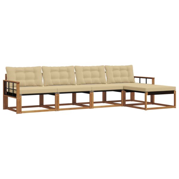 Комплект дивани за открито 5 pcs Натурален и Бежов
