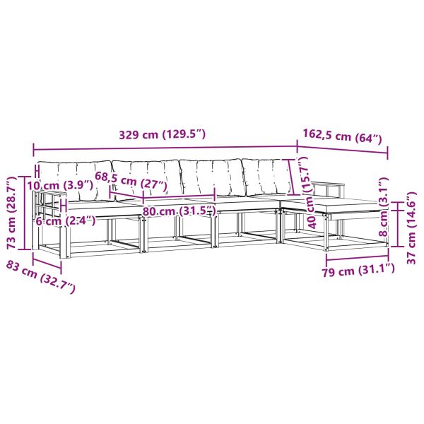 Комплект дивани за открито 5 pcs Натурален и Бежов
