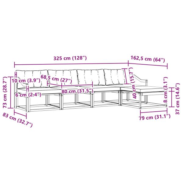 Комплект дивани за открито 5 pcs Естествено и черно