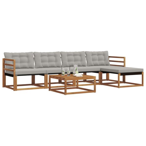 Комплект дивани за открито 6 pcs Естествено и светло сиво